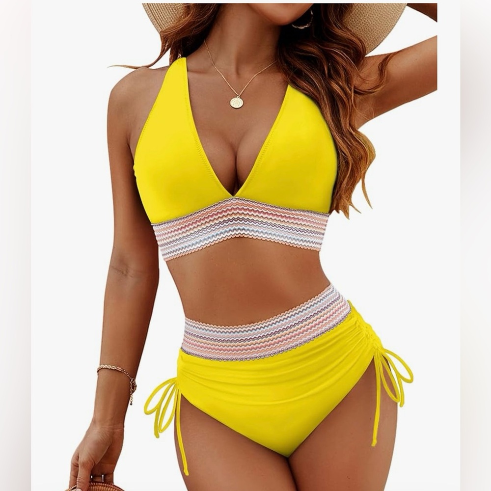 NWT Blooming Jelly High Waisted Bikini Set